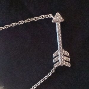Silver arrow necklace 18 +2 with cz pave diamonds